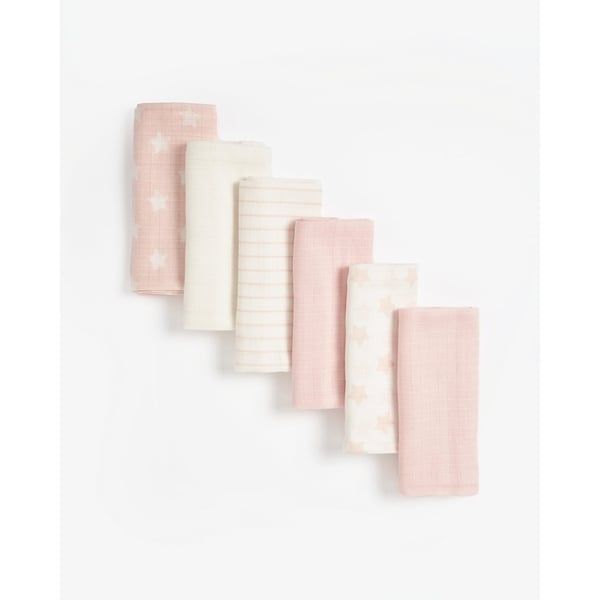 Mothercare Essential Muslins Pack Of 6 Pink 60cmx60cm