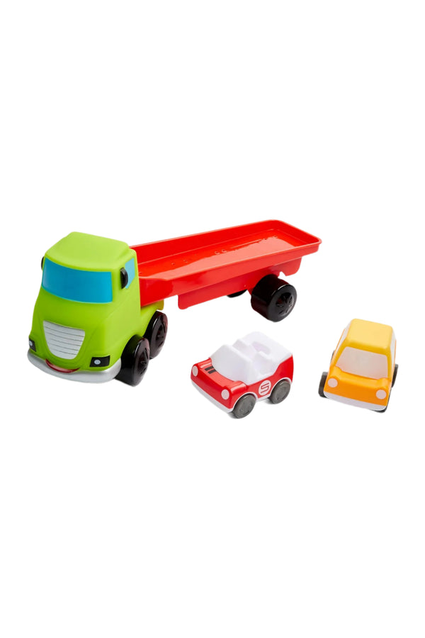 Motor Town Hauler Truck With 2 City Cars, Red