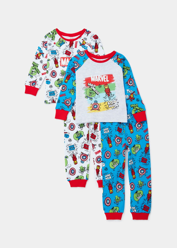 Matalan Uk 2 Pack Marvel Cotton Long-sleeved  Boys Pyjama 