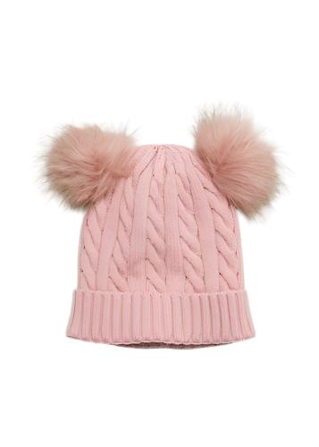 Matalan Uk Wool Hat Pink With 2 Fur 