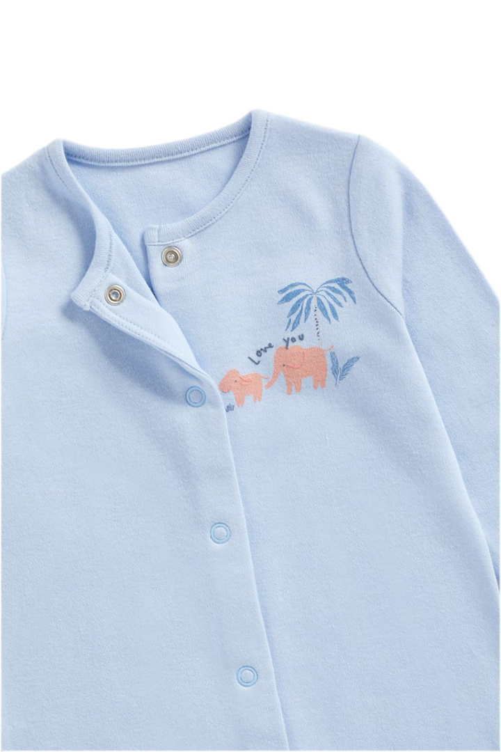 Mothercare Girls Elephant Long Sleeve Sleepsuits - 3 Pack