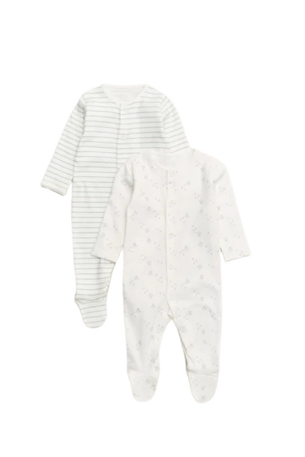 Matalan Uk Baby 2 Pack Sage Sleepsuits