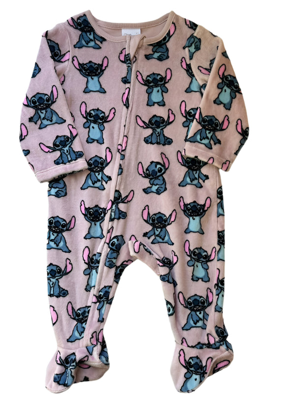 F&F Stitch Girl Velour Sleepsuit (3-6 months, 9-12 months, 18-24 months)