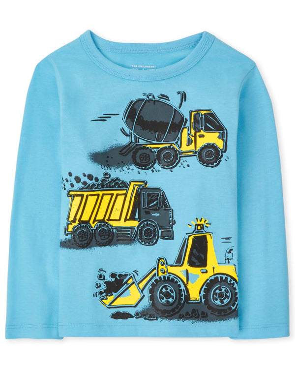 Children Place  Yellow Truck Long Sleeve Boy Shirt