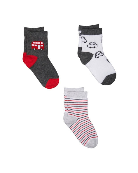 Mothercare 3 Pack Car Print Boys Cotton Socks 