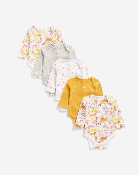 Mothercare Girls Change Maker Long Baby Bodysuits - 5 Pack