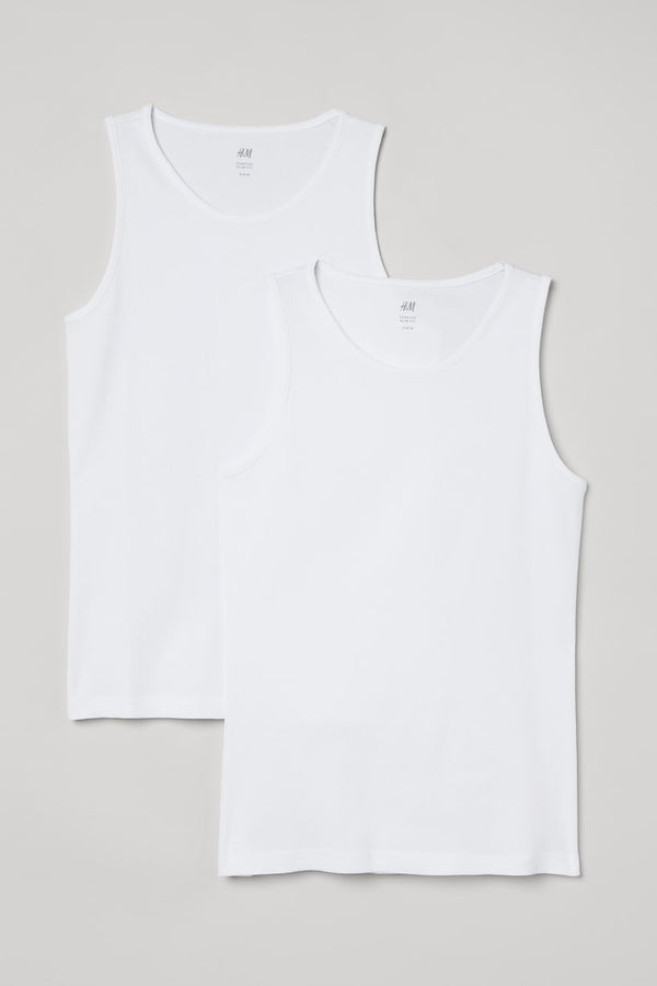 2-Pack White Sleeveless Vests