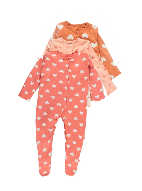 George uk Assorted Heart Print Sleepsuits 3 Pack (3-6 months)