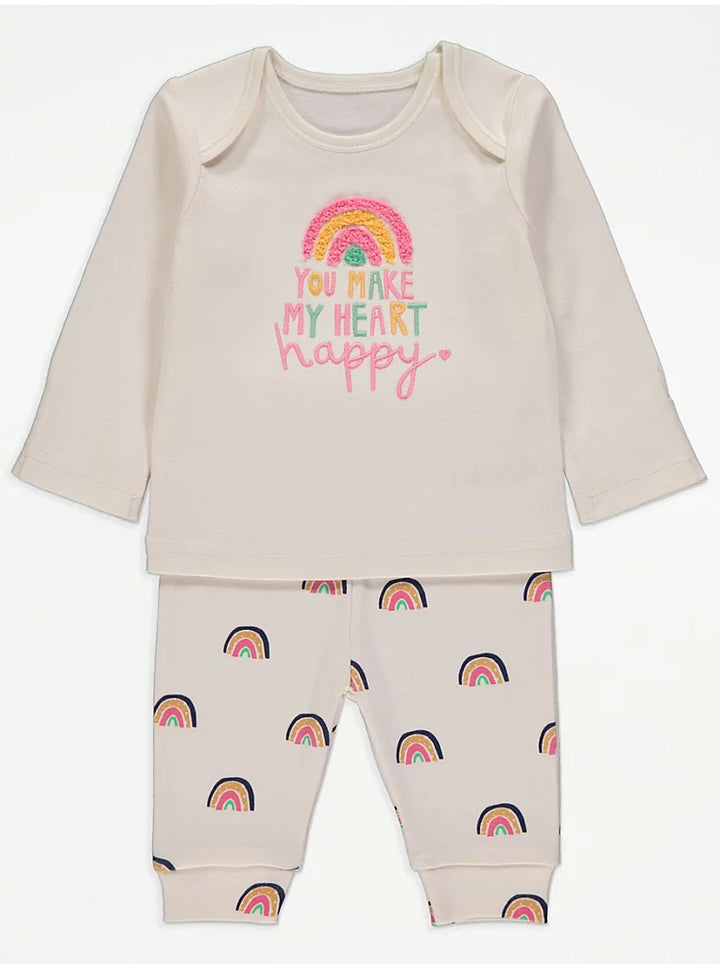 Cream Rainbow Long Sleeve Pyjama