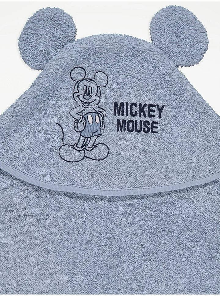 George Uk Disney Mickey Mouse Blue Hooded Towel 100% Cotton 75x75cm 