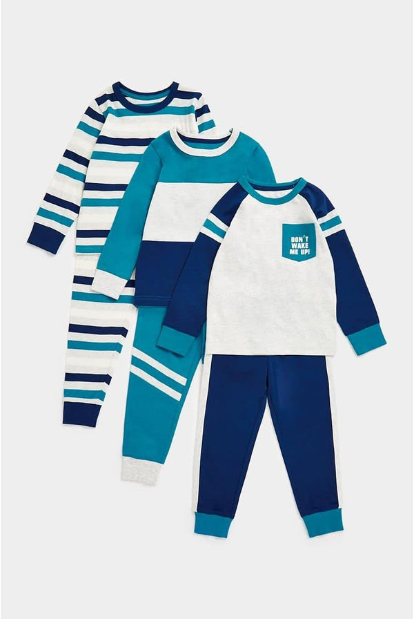 Mothercare Boys Blue Pyjamas - 3 Pack