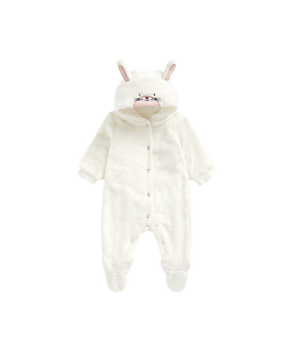 Mothercare Sleepsuit Velour White with Rabbit Hat