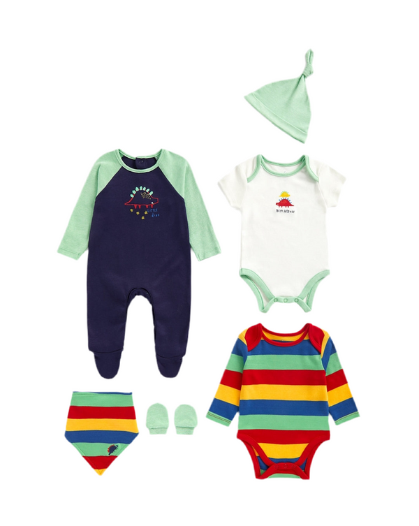 Mothercare Uk Boys 6 Piece Set Striped And Dino