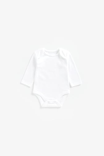 Mothercare White Long-Sleeved Bodysuits - 5 Pack