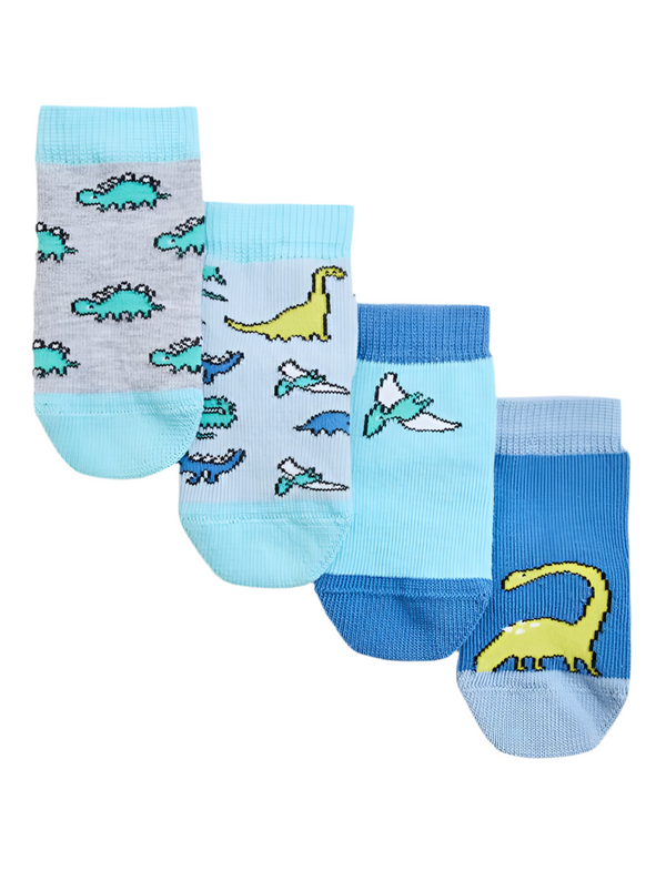 M&S Baby 4 Pack Dino Boys Socks