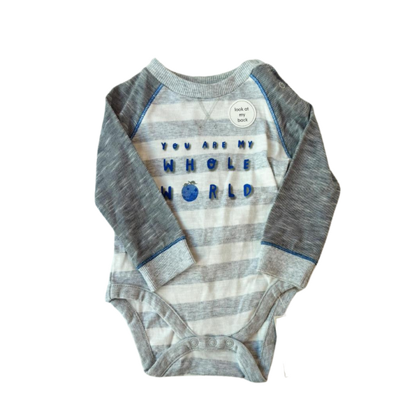 Mothercare Long Sleeve You are My World Boys Bodysuit (3-6 months)