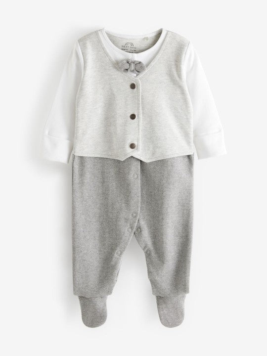 Next Uk Grey Sleepsuit Smart Single Sleepsuit