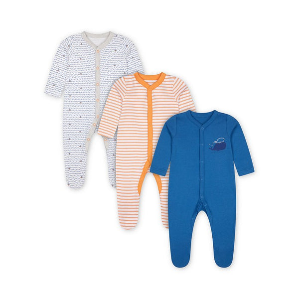 Mothercare Boys Little Captain Sleepsuits - Pack of 3