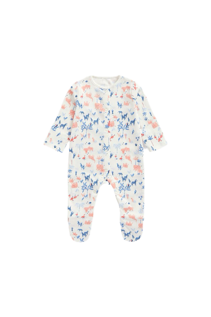 Mothercare Girls Elephant Long Sleeve Sleepsuits - 3 Pack