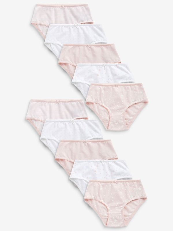 Next 10 Pack Girls Printed Basic Briefs