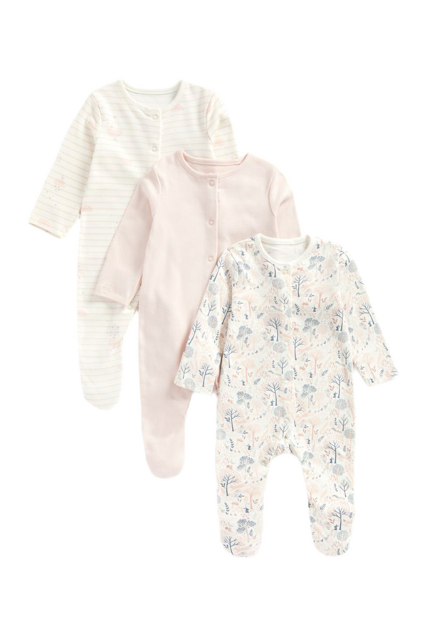 Mothercare My First Girl Sleepsuits - 3 Pack