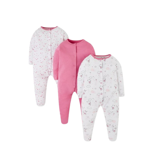 Mothercare Dark Soft Full Sleeves Sleepsuits - Pack of 3