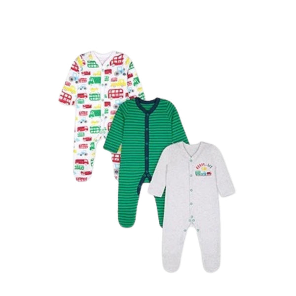 Mothercare Boy Let's Go Sleepsuit - Pack Of 3