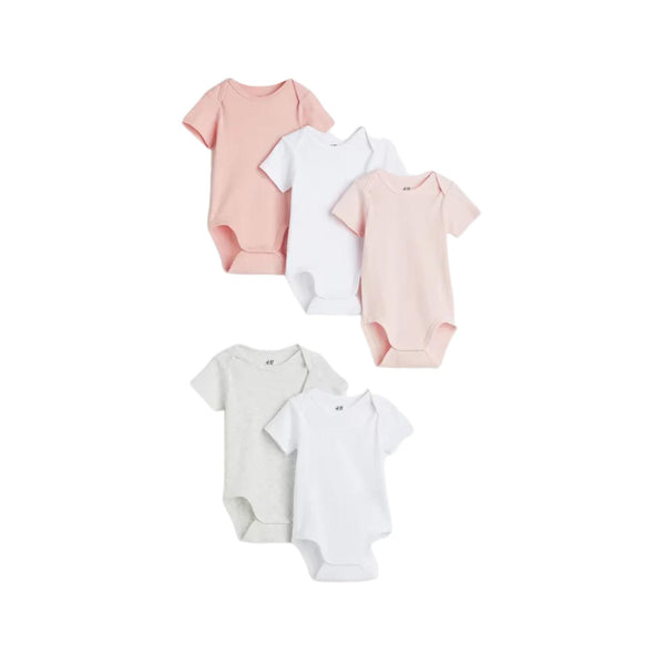 H&M Pink, Grey& Pink Short Sleeve Bodysuit