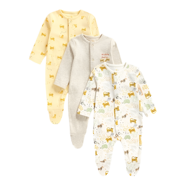 Mothercare Lion Full Sleeves Sleepsuits - Pack of 3