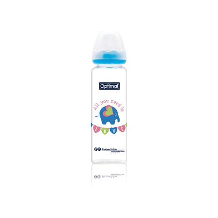 Blue Optimal Glass Feeding bottle 240 ML