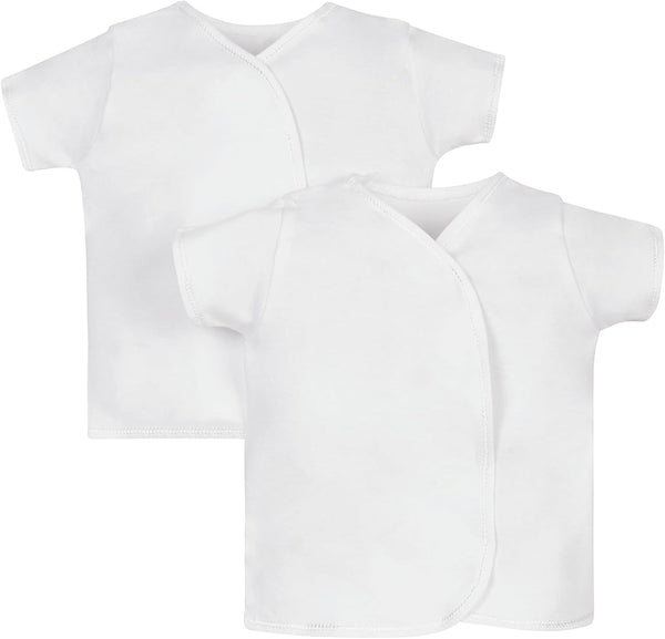 Mothercare My First White Short Sleeve Wrap Vests 2 Pack