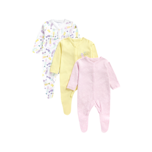 Mothercare Purmaid Full Sleeves Sleepsuits - Pack of 3