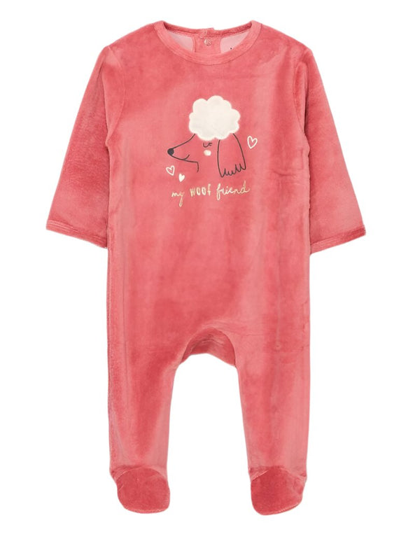 Kiabi France Pink Dog Sleepsuit Velour