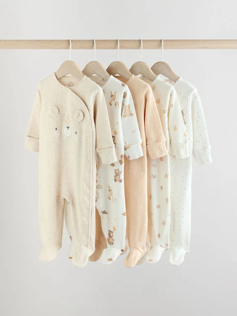 PreOrder Next Uk Neutral Bear Character Sleepsuits 5 Pack (0mths-2yrs) (0mths-2yrs)