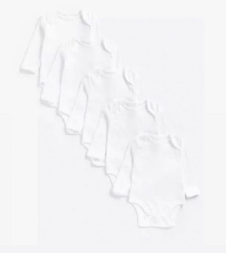 Mothercare White Long-Sleeved Bodysuits - 5 Pack