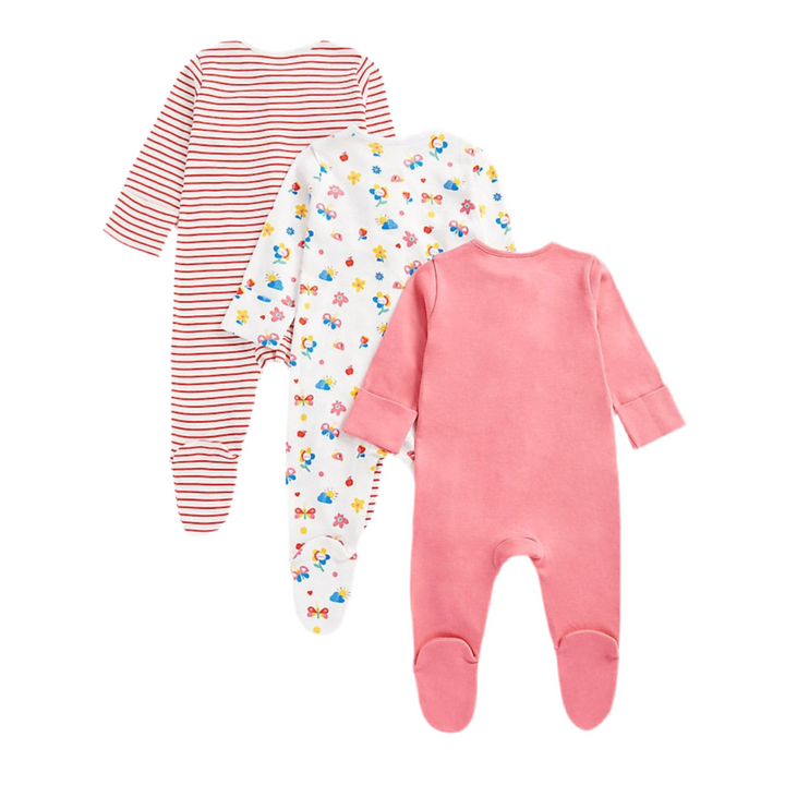 Mothercare Girls Nature Garden Sleepsuits - 3 Pack