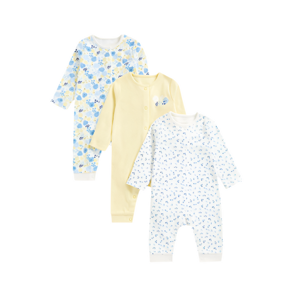 Mothercare Girls Flower Meadow Footless Sleepsuits - 3 Pack