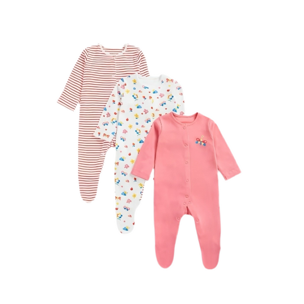 Mothercare Girls Nature Garden Sleepsuits - 3 Pack