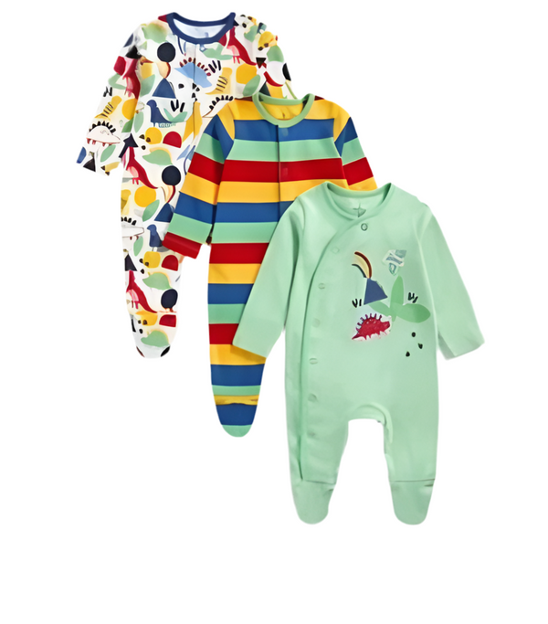 Mothercare Uk 3 Pack Sleepsuit Cotton Multicolor (newborn)