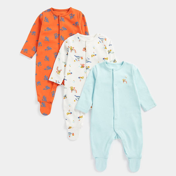 Mothercare Boy Tractor Sleepsuit - Pack Of 3