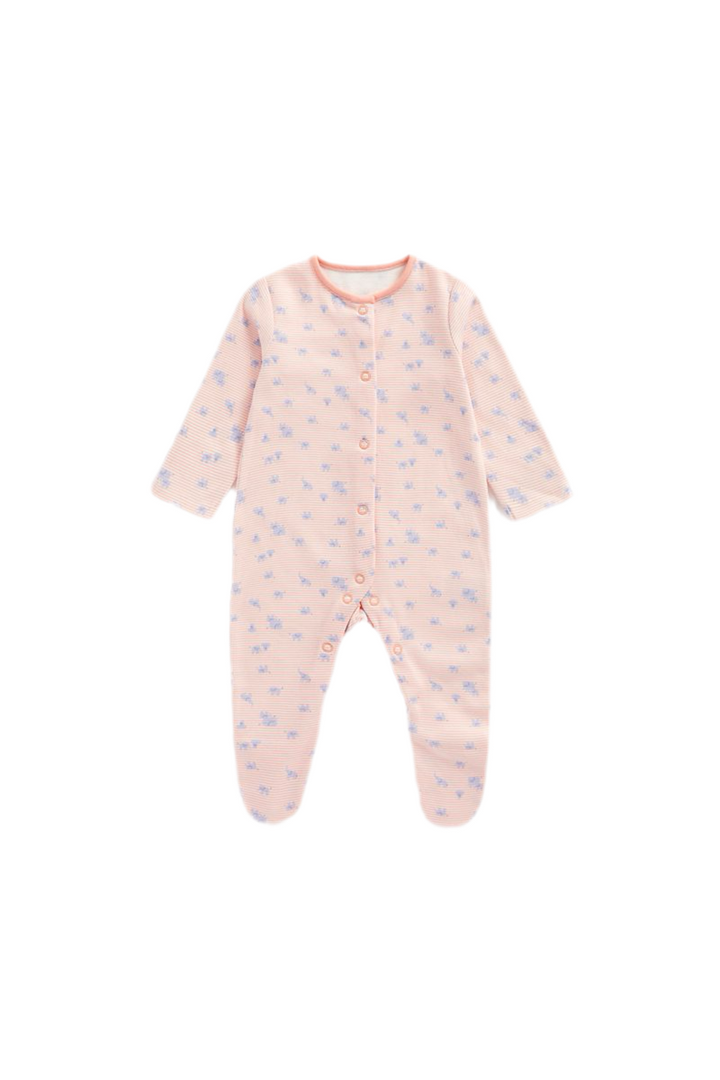 Mothercare Girls Elephant Long Sleeve Sleepsuits - 3 Pack