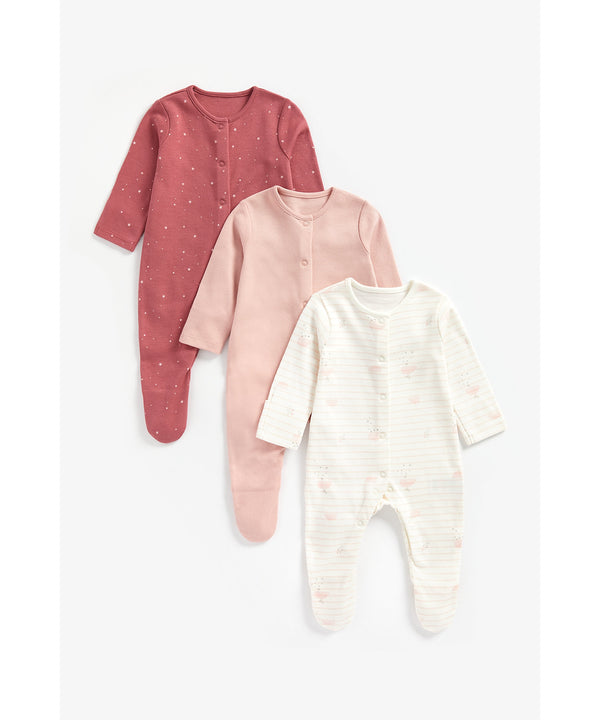 Mothercare My First Girl Pink Sleepsuit - Pack Of 3