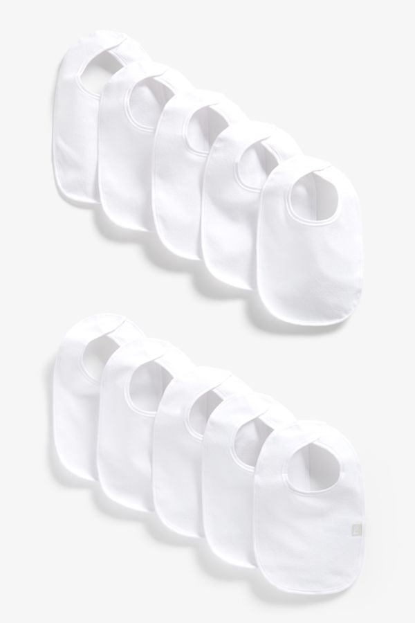 Mothercare White Terry Bibs - 10 Pack