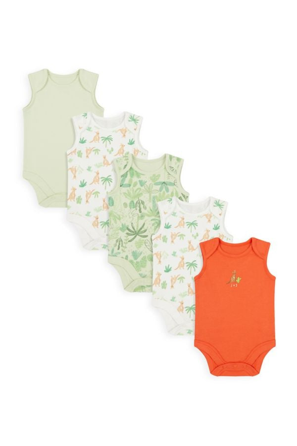 Mothercare Boys Jump for Joy Sleeveless Bodysuits – 5 pack