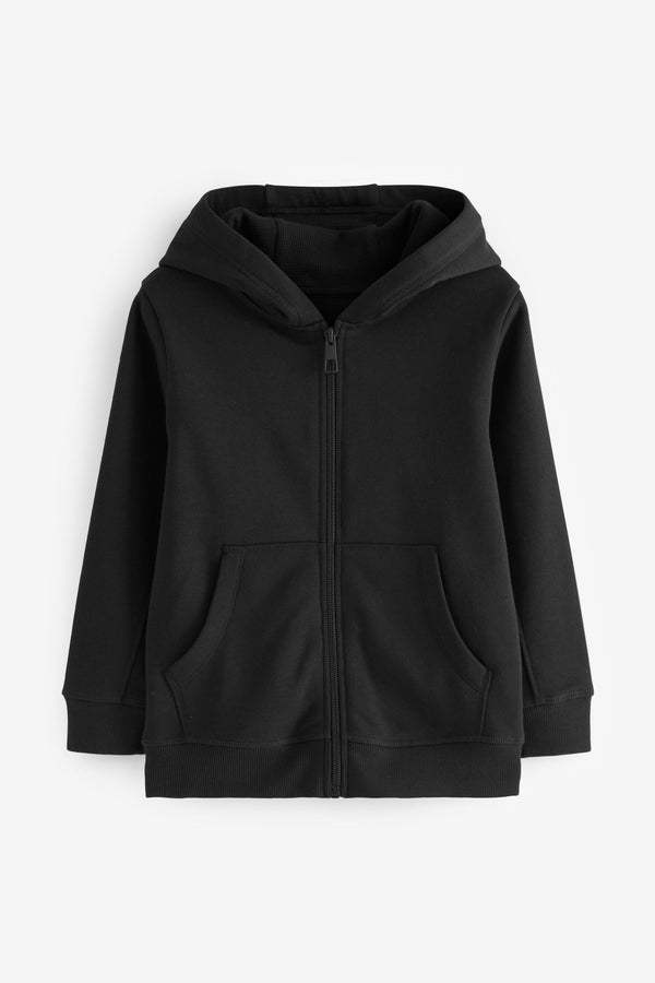 Next Uk Black Plain Zip Through Hoodie Fleece from Inside