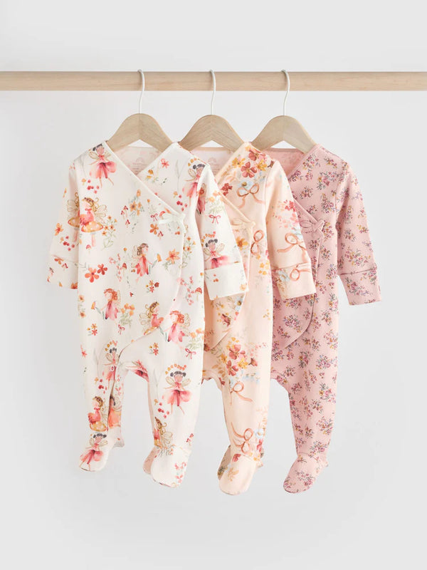 PreOrder Next Pink/Cream 100% Cotton Wrap Baby Sleepsuit (0-2yrs)