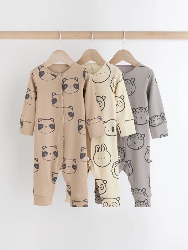 PreOrder Next Neutral Rainbow Baby Footless 100% Cotton Sleepsuits 3 Pack (0mths-3yrs)