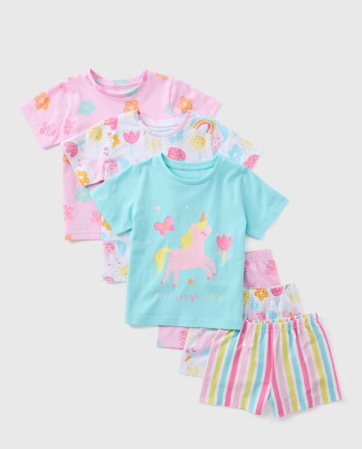 Matalan Girls 3 Pack Pink Unicorn Pyjamas Sets