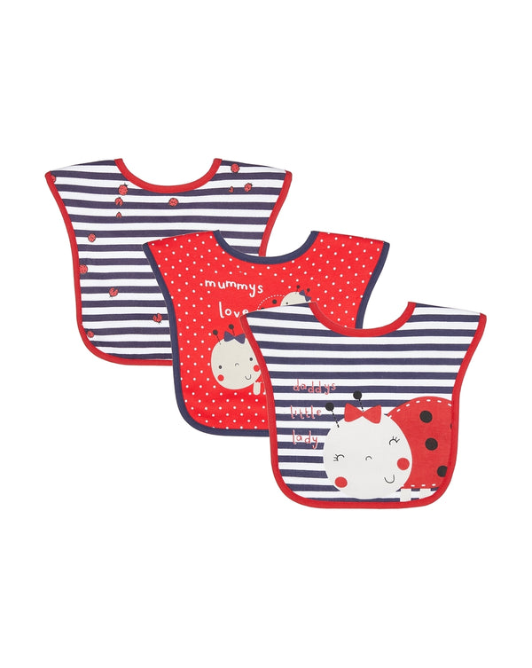 Mothercare Ladybird Toddler Bibs Red Pack Of 3