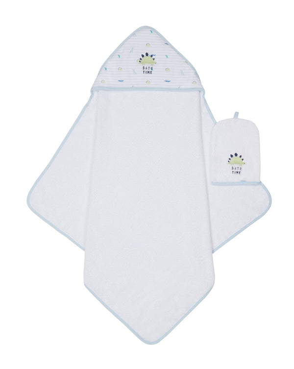 Mothercare Sleepysaurus Cuddle N Dry Towel &Amp; Mitt Set Blue